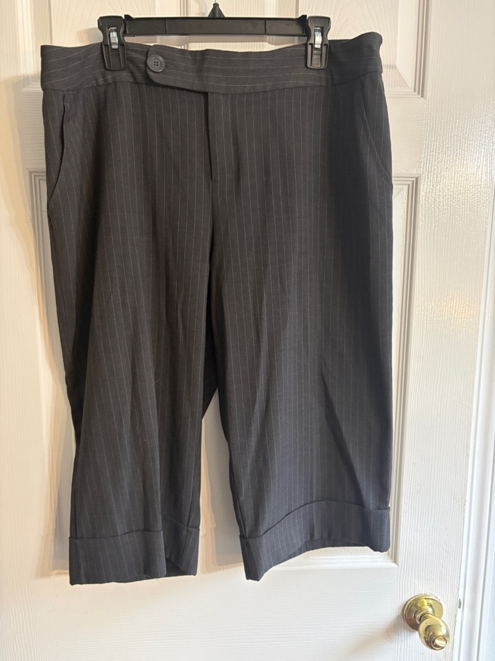 ECI Women's Charcoal Pinstripe Capris